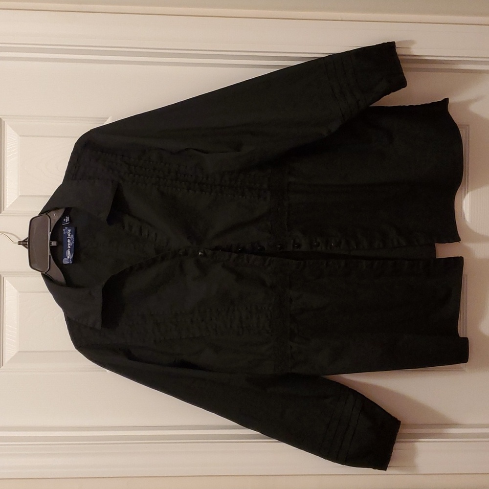 Susan Graver Button Up Tunic Blouse 🌻 1X Black
